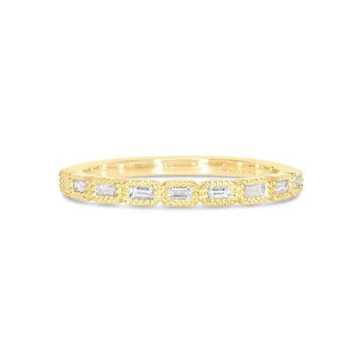 Baguette Diamond Bezel Milgrain Eternity Ring in 18ct Yellow Gold