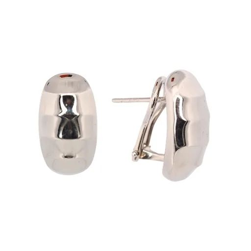 Polished Crinkle Texture Clip Back Earrings in 18ct White Gold