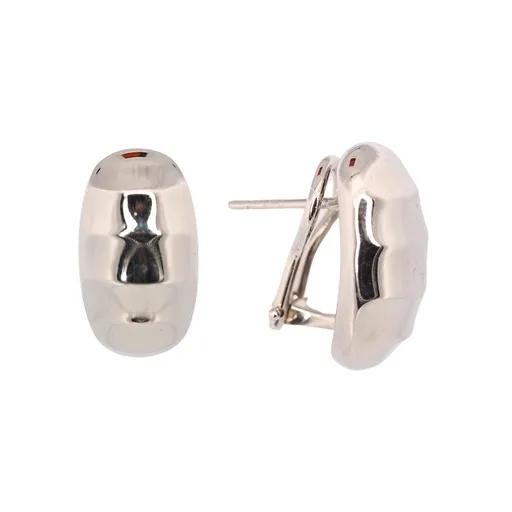Polished Crinkle Texture Clip Back Earrings in 18ct White Gold