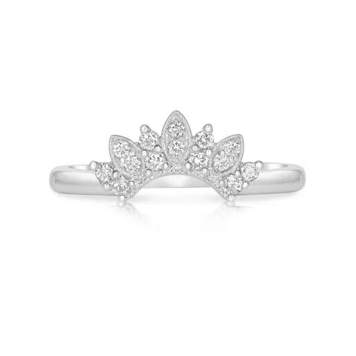Fan Style Chevron Ring in 950 Platinum with Diamonds