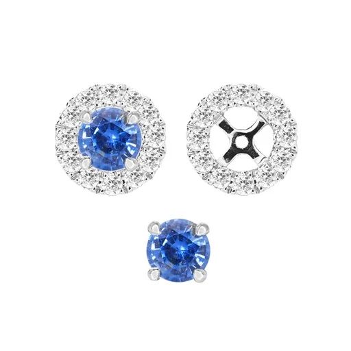 Halo Sapphire & Diamond Earrings in Platinum