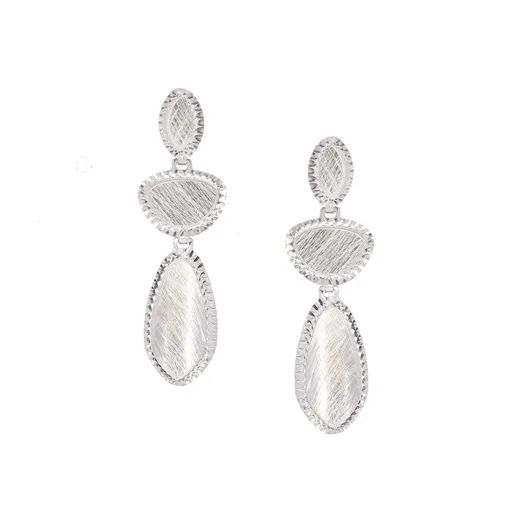 Brilliant Cut Textured Shapes Stud Earrings in 18ct White Gold