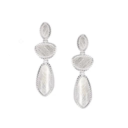 Brilliant Cut Textured Shapes Stud Earrings in 18ct White Gold