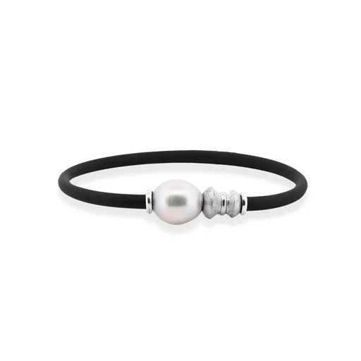 Stirling Bead Neoprene Bracelet in 9ct Gold, Oval