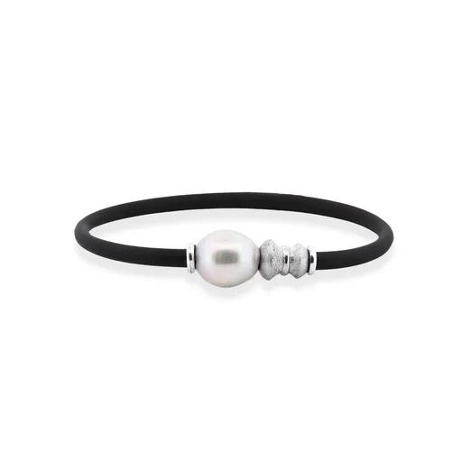 Stirling Bead Neoprene Bracelet in 9ct Gold, Oval