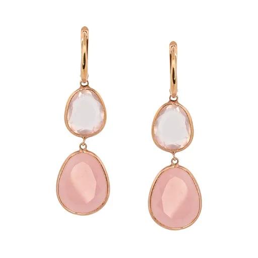 Pink Quartz Drop Earrings in 18ct Rose Gold