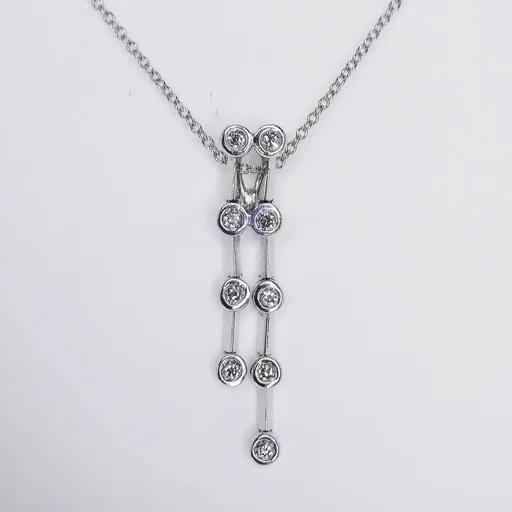 Two Row Bezel Set Pendant in 18ct White Gold