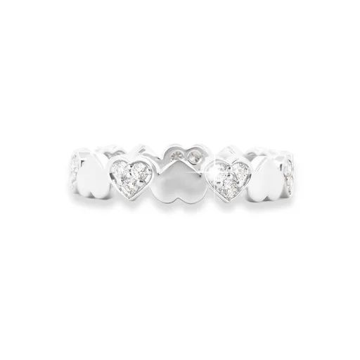 Alternating Pave Hearts Ring in 950 Platinum