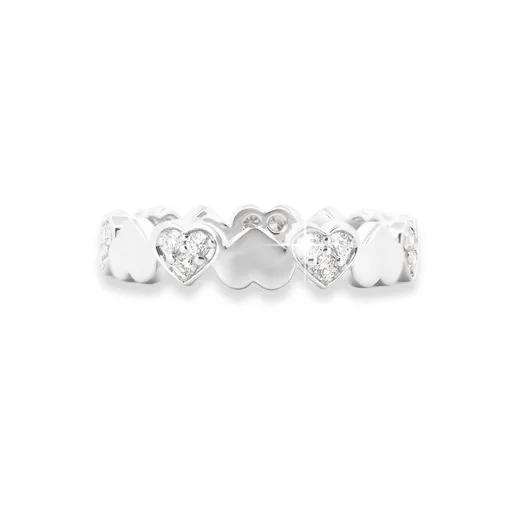 Alternating Pave Hearts Ring in 950 Platinum