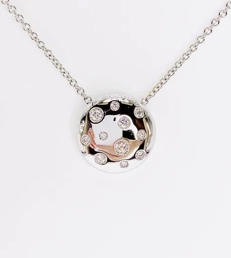 Disc Pendant in 18ct White Gold, inc. Chain 42cm
