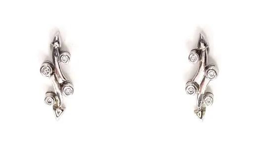 Bezel Arrow Diamond Stud Earrings in 18ct White Gold