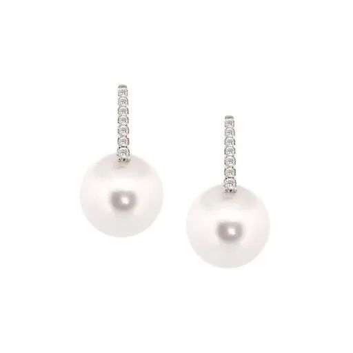 Broome Pearl & Diamond Huggies in 18ct White Gold