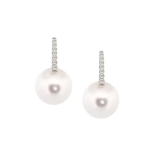 Broome Pearl & Diamond Huggies in 18ct White Gold