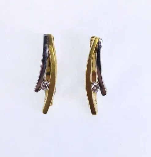 Two-Tone Diamond Line Hoop Earrings in 18ct Gold