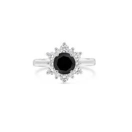 Black & Daisy Ring in 18ct White Gold