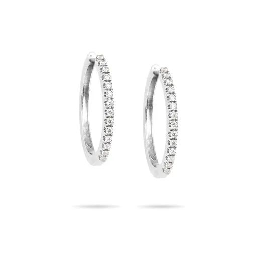 Oval Hoop Earrings in 18ct White Gold with Diamonds