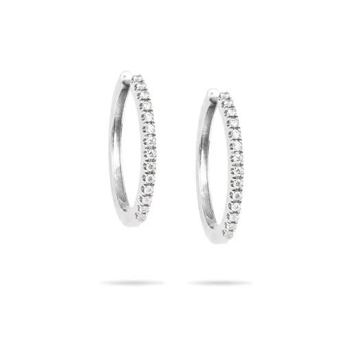 Oval Hoop Earrings in 18ct White Gold with Diamonds