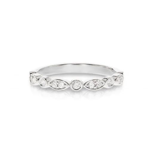 Round & Marquise Diamond Circle Set Half Eternity Ring in 18ct White Gold