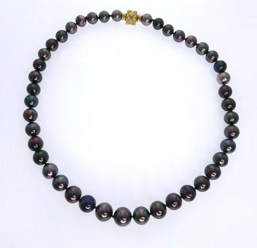 Tahitian Peacock Pearl Strand in 18ct Yellow Gold, Box 47cm