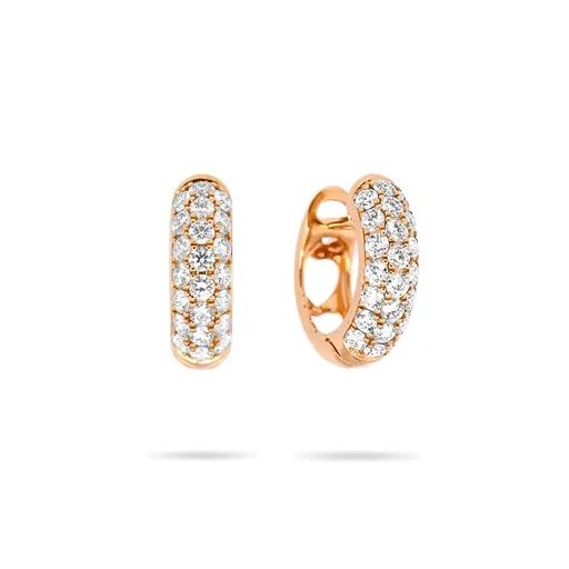 Pave Huggie Earrings in 18ct Rose Gold with Hearts Clips