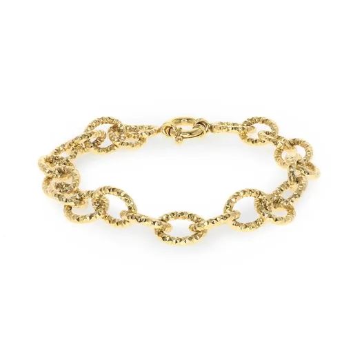 Textured Oval Link Bracelet in 18ct Gold
