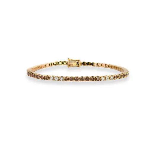 Tennis Bracelet in 18ct Yellow Gold, d20, Cognac, d42