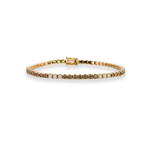 Tennis Bracelet in 18ct Yellow Gold, d20, Cognac, d42