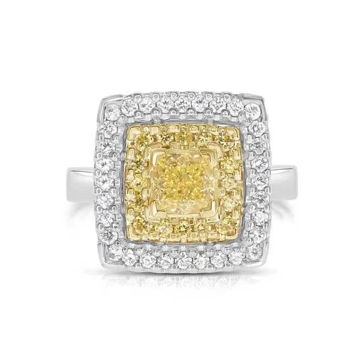 Cushion & Diamond Ring in 18ct Yellow Gold, FIY