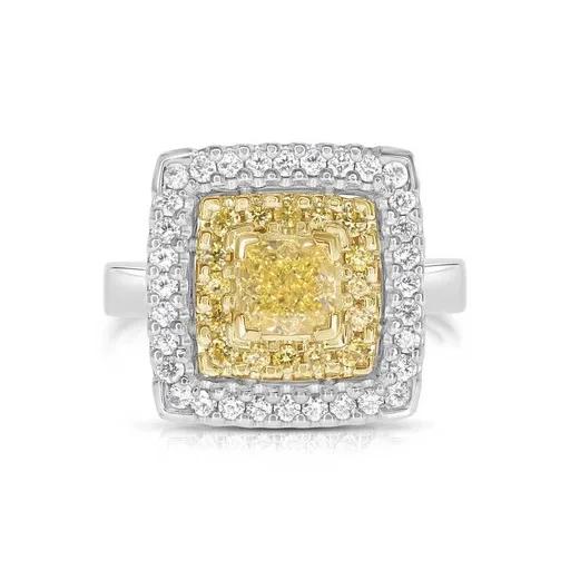 Cushion & Diamond Ring in 18ct Yellow Gold, FIY