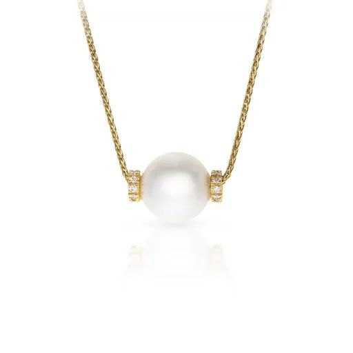 Broome Pearl & Diamond Pendant in 18ct Yellow Gold
