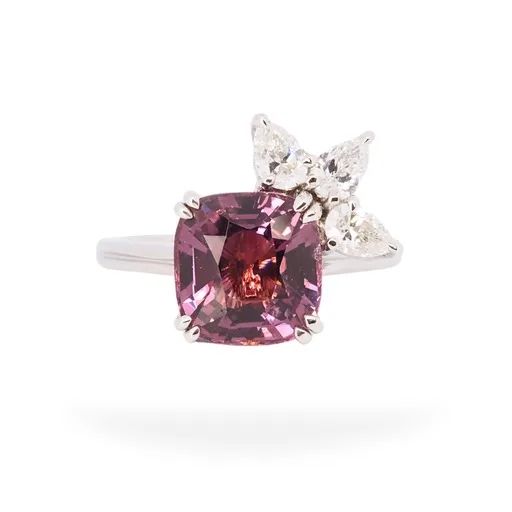 Spinel & Diamond Ring in 950 Platinum Rose