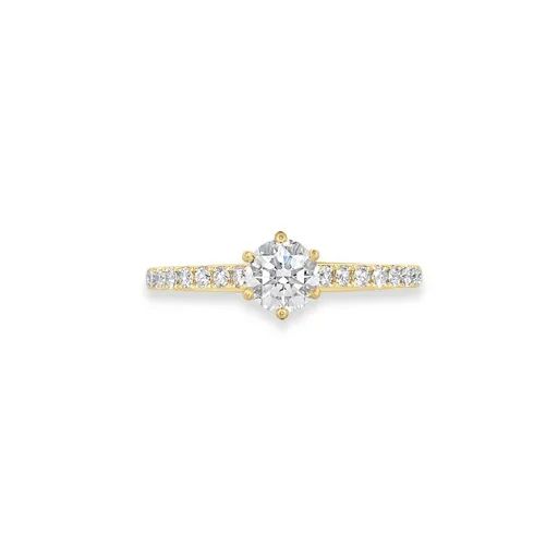 Solitaire Diamond Ring with Shank in 18ct Yellow Gold