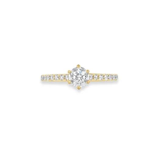 Solitaire Diamond Ring with Shank in 18ct Yellow Gold
