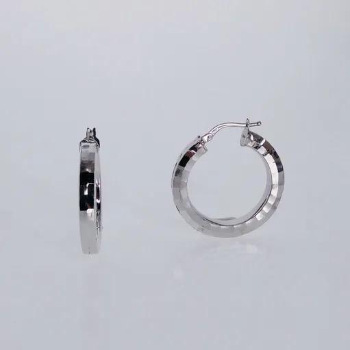 Large Faceted Hoop Earrings in 9ct White Gold