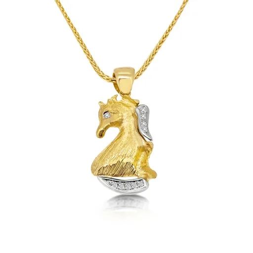 Diamond Horse Pendant in 18ct Two-Tone Gold