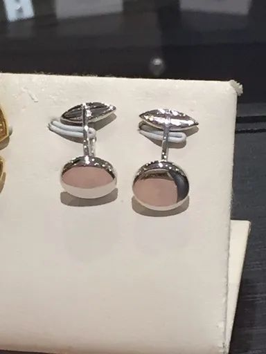 Thin Round Cufflinks in 18ct White Gold with Diamonds