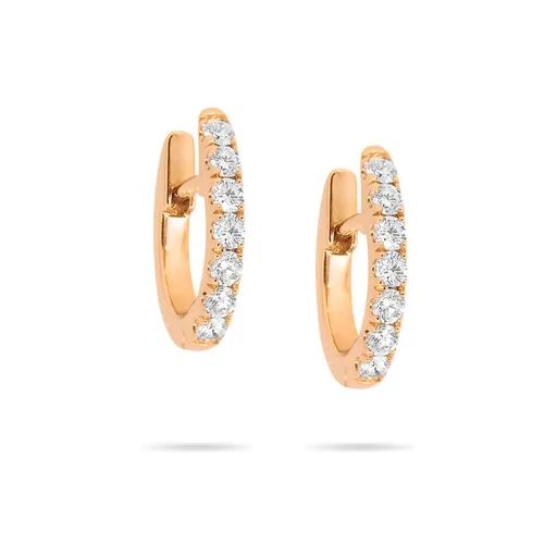 Diamond Hoop Huggie Earrings in 18ct Rose Gold