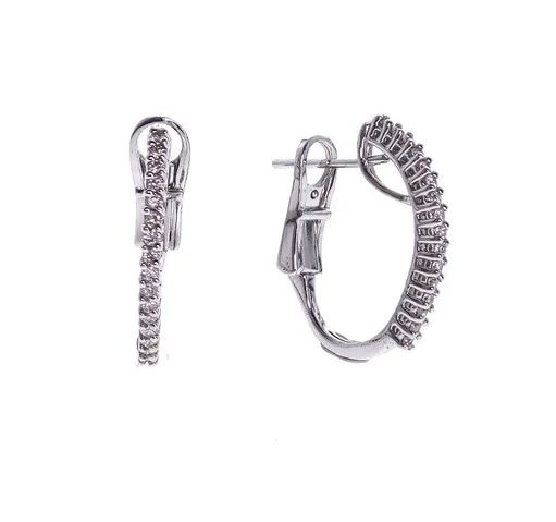 Claw Set Oval Hoop Earrings in 18ct White Gold