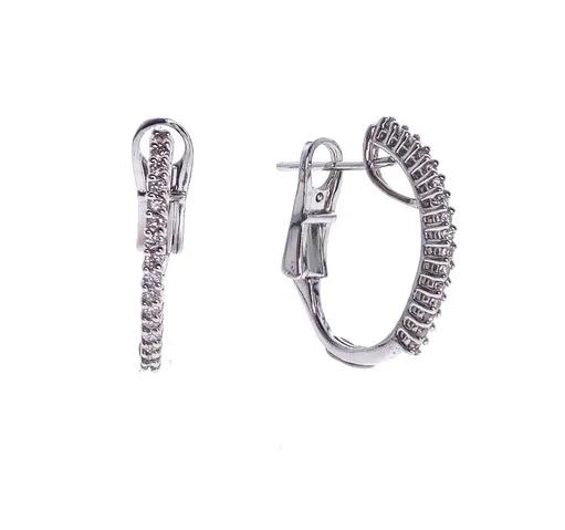 Claw Set Oval Hoop Earrings in 18ct White Gold