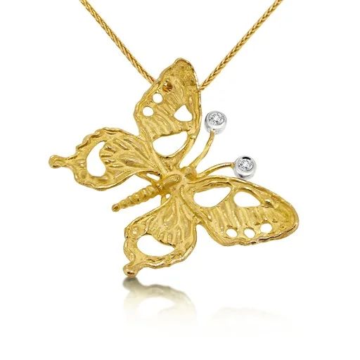 Sculptured Butterfly Open Pendant in 18ct Yellow Gold