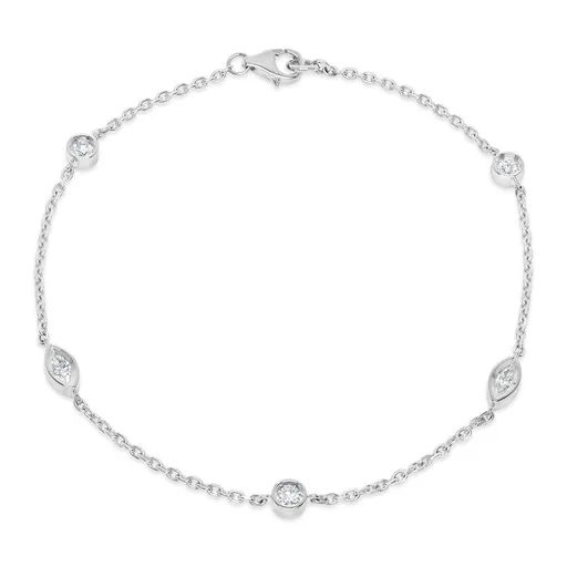 Marquise & Diamond Bracelet in 18ct White Gold