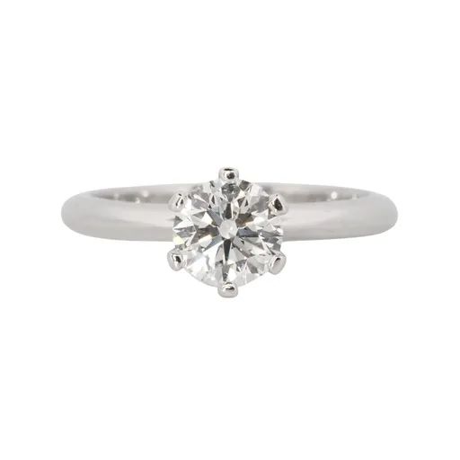 Claw Solitaire Engagement Ring in 18ct White Gold, FVS1