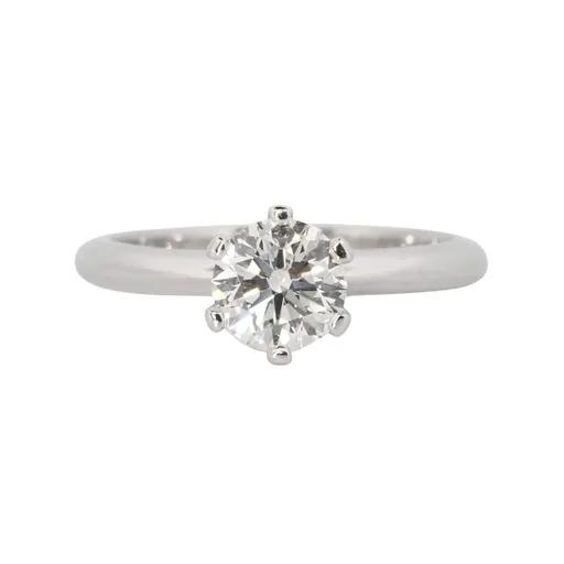 Claw Solitaire Engagement Ring in 18ct White Gold, FVS1