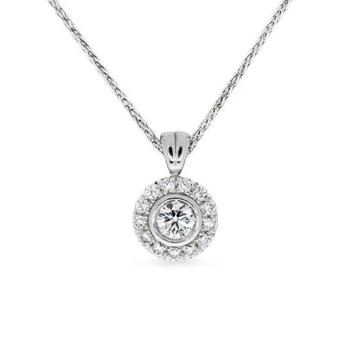 Halo Diamond Pendant in 18ct White Gold