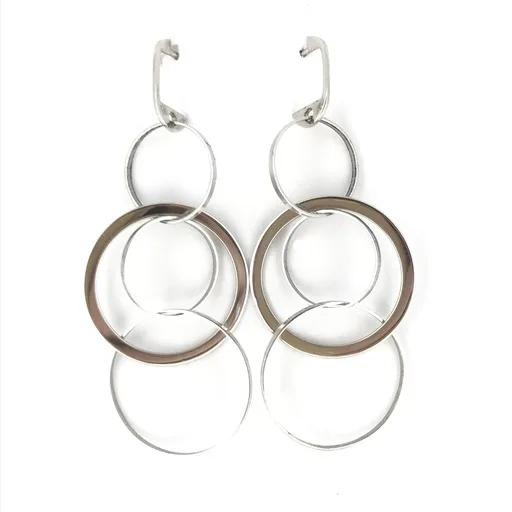 Circle Link Drop Earrings in 18ct White Gold