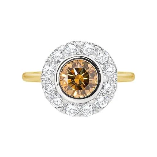 Bezel Luminosa Ring with Cog Setting in 18ct Gold