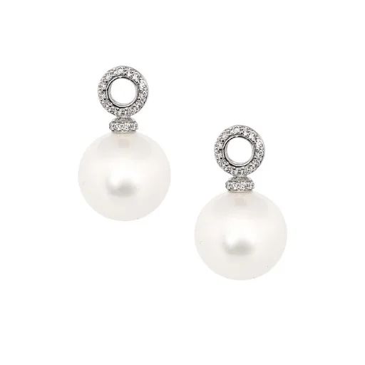 Broome Pearl & Diamond Earring Sliders in 18k White Gold
