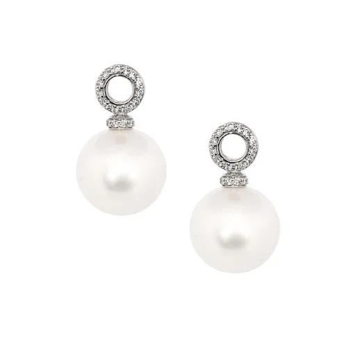 Broome Pearl & Diamond Earring Sliders in 18k White Gold