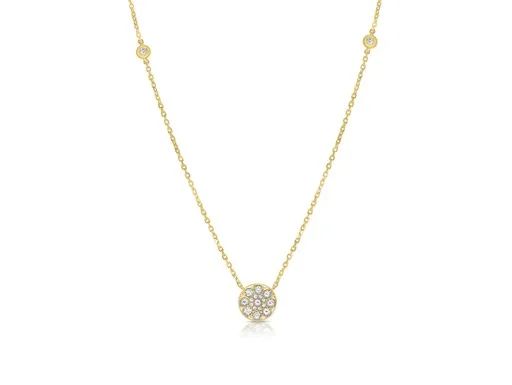 Circle Pave Floating Pendant in 18ct Yellow Gold