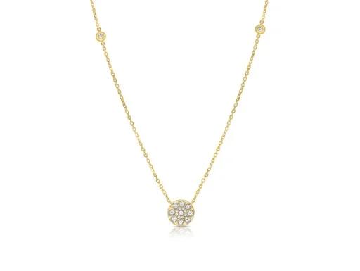 Circle Pave Floating Pendant in 18ct Yellow Gold